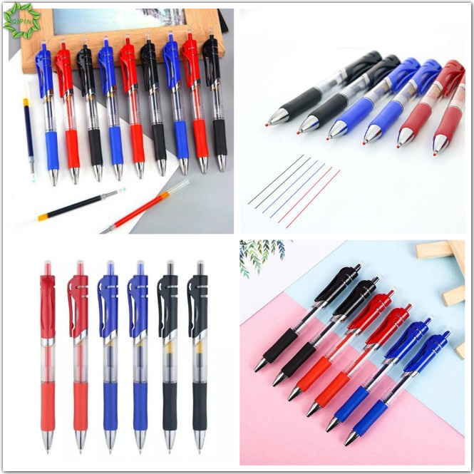 Cod Qipin 3pcs 0.5mm Press Gel Pen Black Blue Red Student Signature Pen Business Office Supply