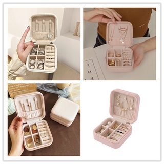 Double Layer Jewellery Storage Box PU Mini Portable Earrings Necklace Ring Case