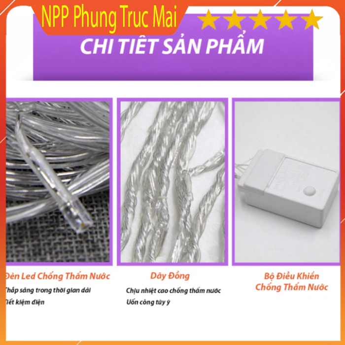 Bộ Đèn Led Thả Rèm Mưa Rơi/ Thác Nước - Đèn Nháy Thả Mành 10 Sợi 2m [có video] tết 2023