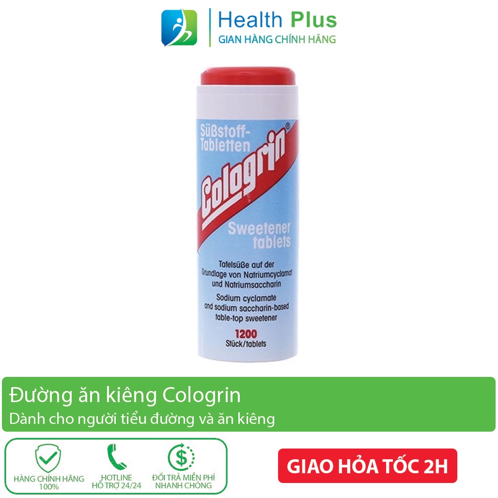 Đường ăn kiêng Cologrin nhập khẩu từ Đức lọ 1200 viên - Cho người tiểu đường và ăn kiêng, giảm cân, thấp calo