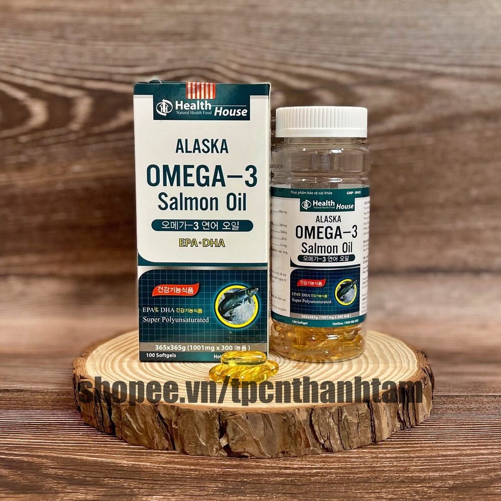 Dầu Cá ALASKA OMEGA 3 hỗ trợ hệ tim mạch, trí não, tăng cường thị lực, sáng mắt - Hộp 100v