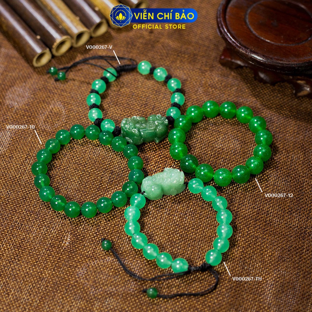 Vòng tay mã não xanh lá, tỳ hưu mã não xanh lá chất liệu đá tự nhiên thời trang phụ kiện trang sức Viễn Chí Bảo V000267