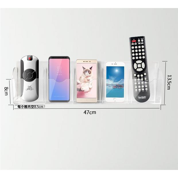 Hộp mica treo tường đựng điện thoại, remote tivi, máy lạnh, quạt