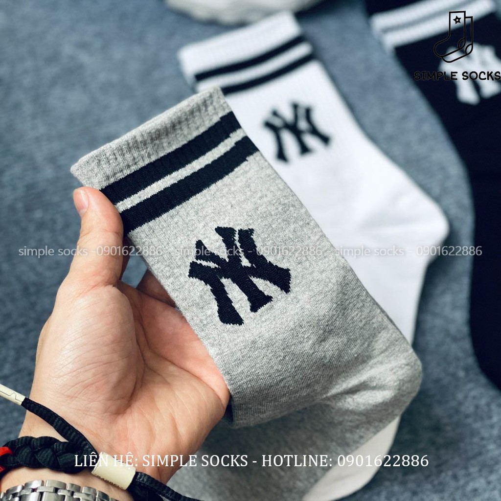 Vớ NY Cổ Cao Hàn Quốc Họa Tiết Monogram Cao Cấp Cotton Thoáng Khí 💖SIMPLE SOCKS💖Tất LA Boston NY Cổ Cao New York Yankees