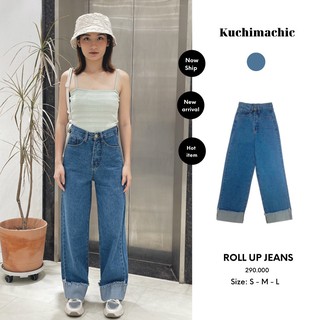 Quần jeans gập gấu dáng suông ống rộng, form dáng thoải mái,  basic thích hợp mặc đi học đi chơi mã 3095