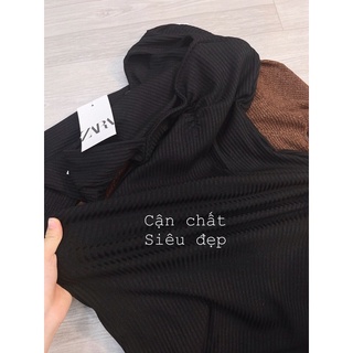 [Freeship - Ảnh thật] Đầm dúm ngực len tăm 2 màu đen, nâu siêu xinh