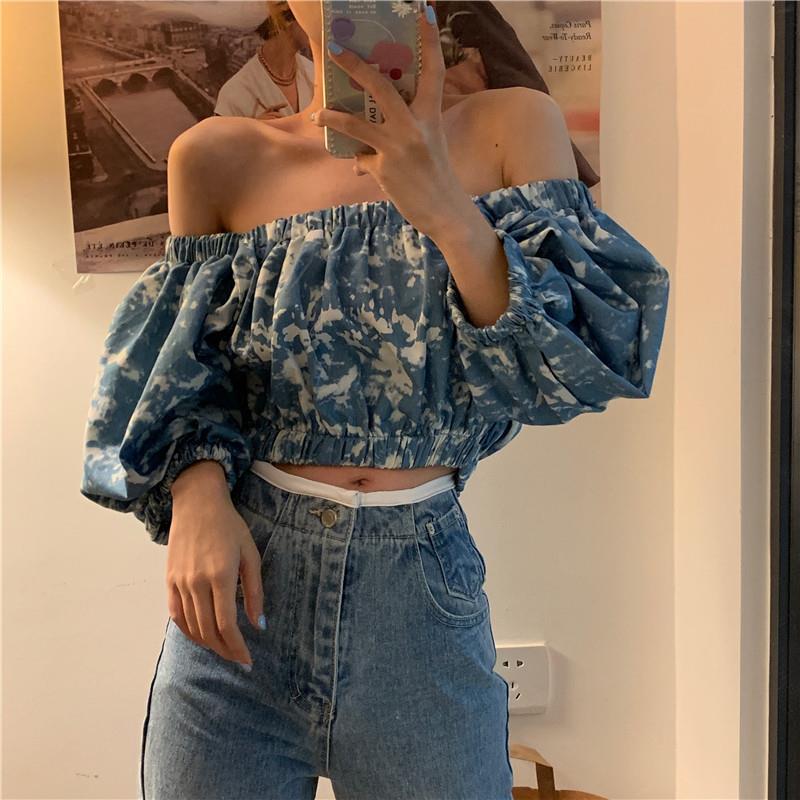 Áo Croptop Tay Dài Phong Cách Vintage Hàn Quốc