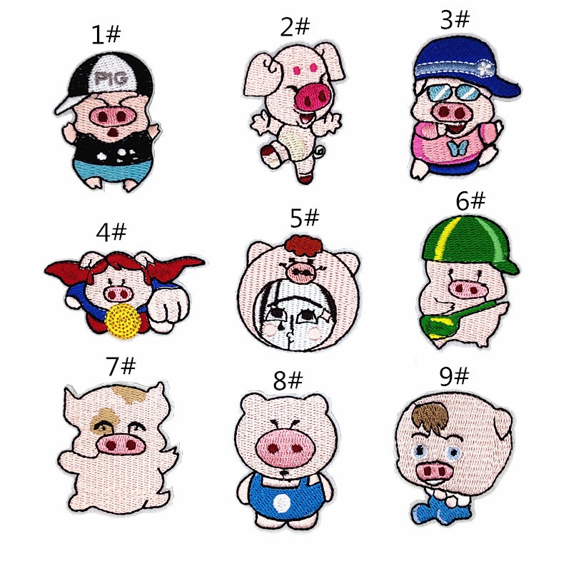 Sticker ủi thêu hình heo hoạt hình xinh xắn