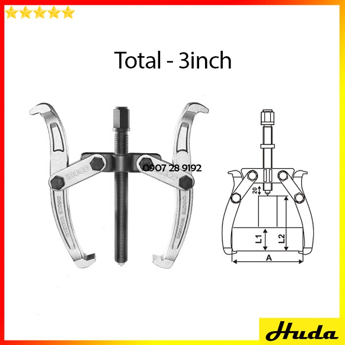 Cảo 2 chấu lực cảo 2000kg - 5000kg tháo lắp vòng bi bạc đạn Total Ingco thép Crv cứng chắc chịu nhiệt