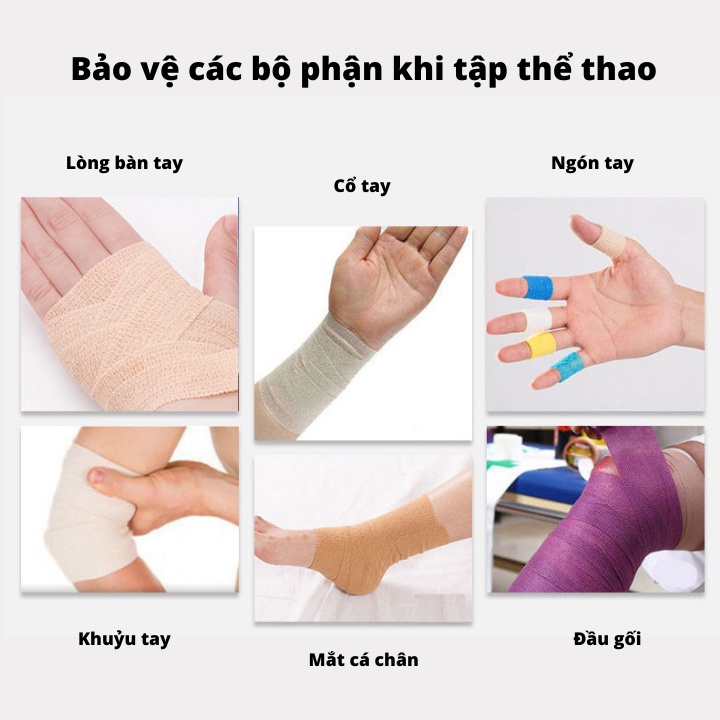 Băng quấn cơ, băng keo dán cơ thể thao cao su non co giãn cao cấp chống chấn thương