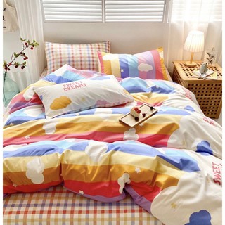 bộ chăn ga cotton poly mẫu 7 sắc cầu vồng đám mây