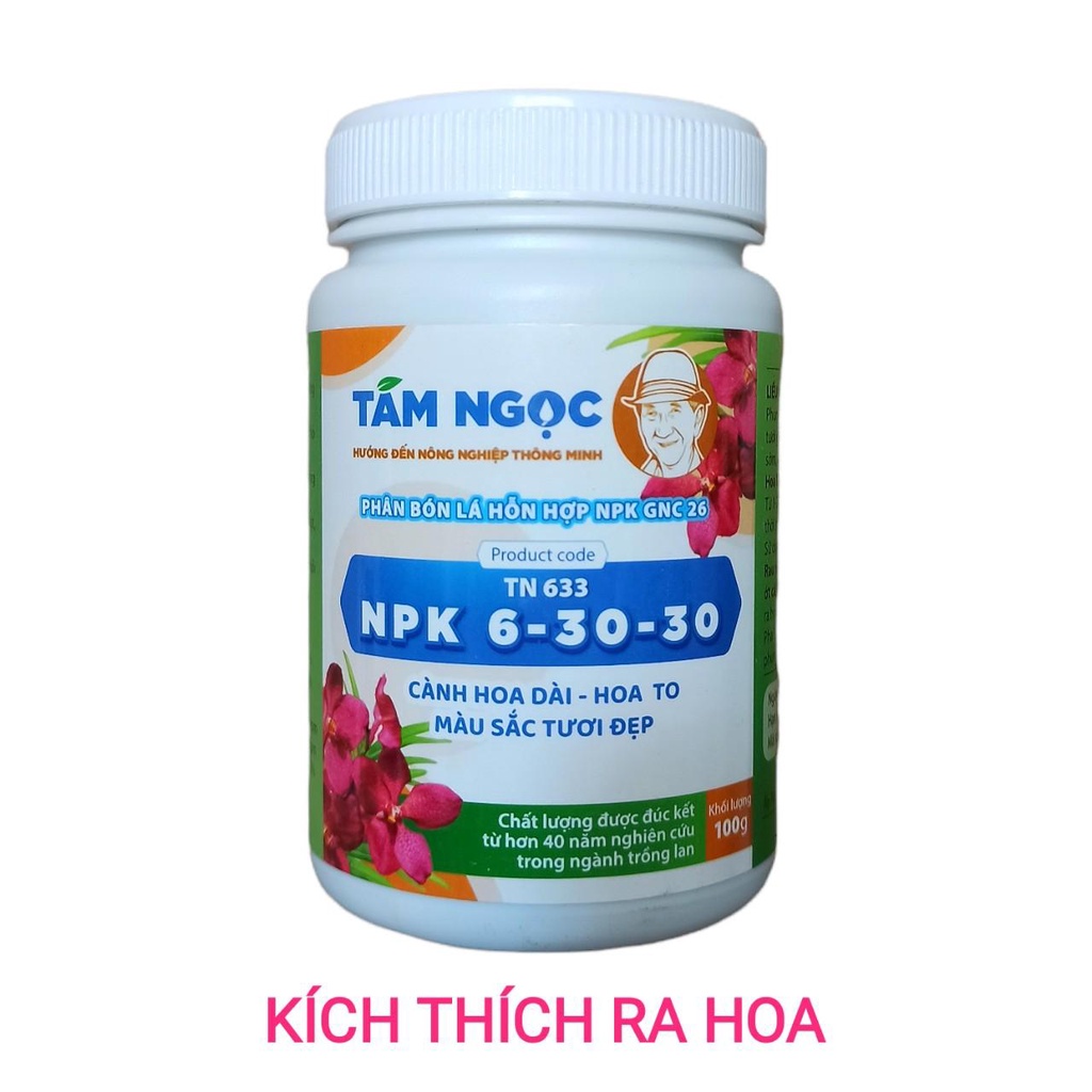 PHÂN BÓN LÁ NPK 6-30-30 + TE - TÁM NGỌC - LỌ 100G Phun giai đoạn cây lớn cần kích hoa
