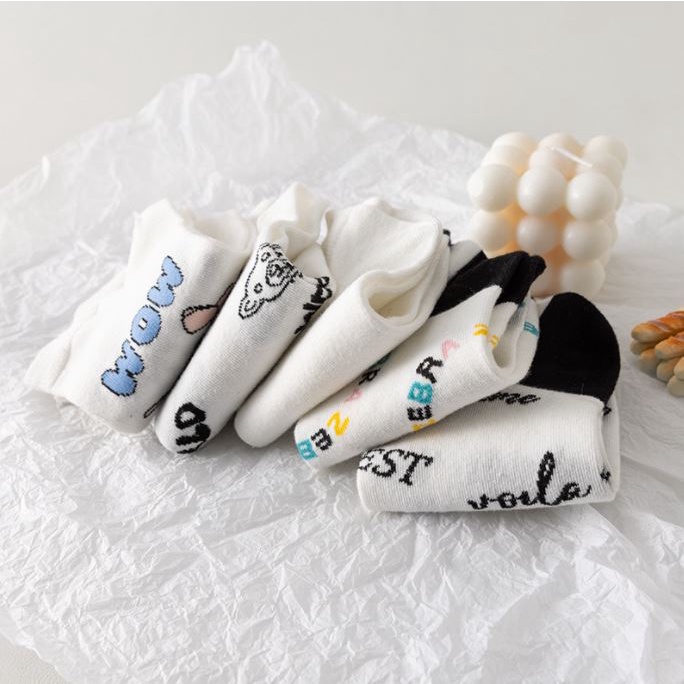 Set 10 Đôi Tất Vớ Nữ Ngắn Cổ Wow Cute Như Hình