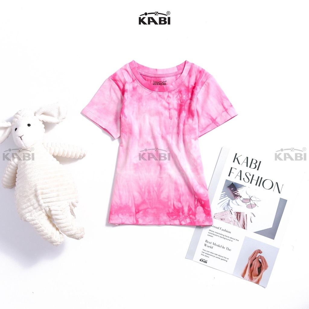 Áo thun tay ngắn bé gái KABI áo loang màu cotton cổ tròn thoáng mát dễ thương
