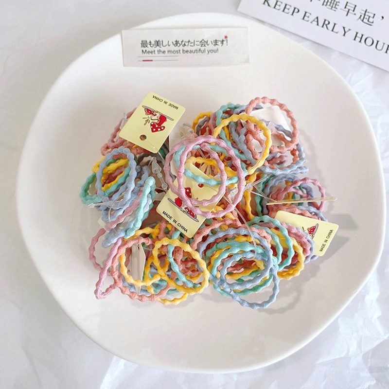 Set 100 Dây Buộc Tóc Co Giãn Nhiều Màu Sắc Phong Cách Hàn Quốc Cho Bé Gái