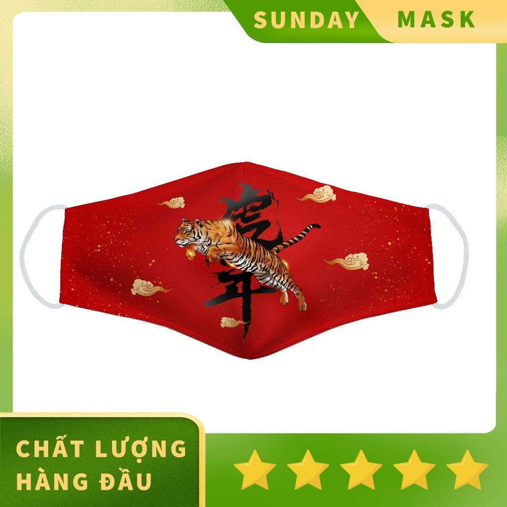 Khẩu Trang KN95 Sài Gòn Hình Nhâm Dần SUNDAY Chất Liệu Polyester Cotton 100%, Chống Bụi In Họa Tiết 3D Unisex FM01010036