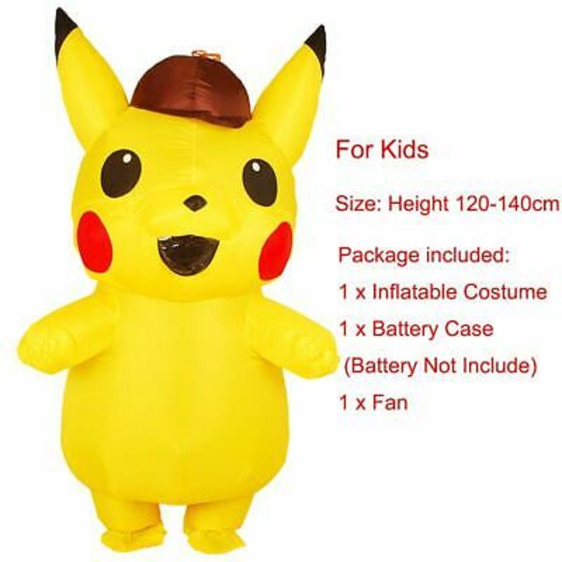 Yellow Inflatable Pokemon Pikachu Costume Mascot Cosplay Adult Kids Mascot Costume Carnival Fantasy Halloween Costumes For Women Men Girl Boy