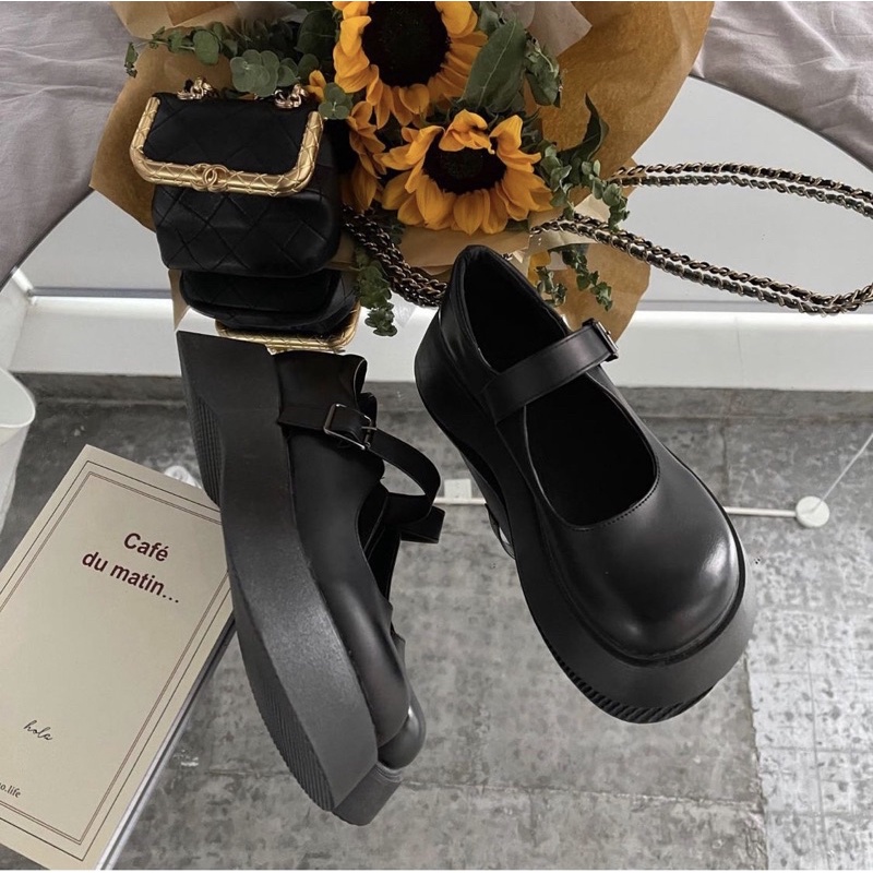 Giày búp bê có quai vintage Mary Jane đế cao ulzzang Hàn Quốc Yannie Lolita