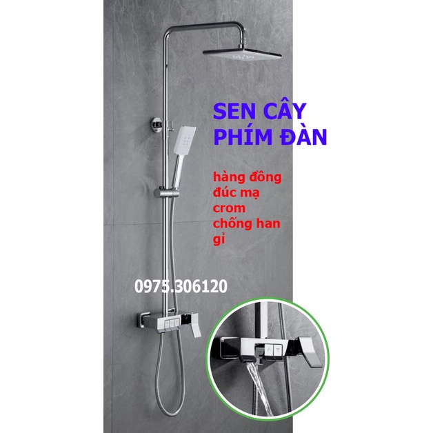 Bộ Sen Cây Tắm Đứng Nóng Lạnh đồng thau mạ crom N2111 và tay sen, LỚP MẠ CROM 6 LỚP