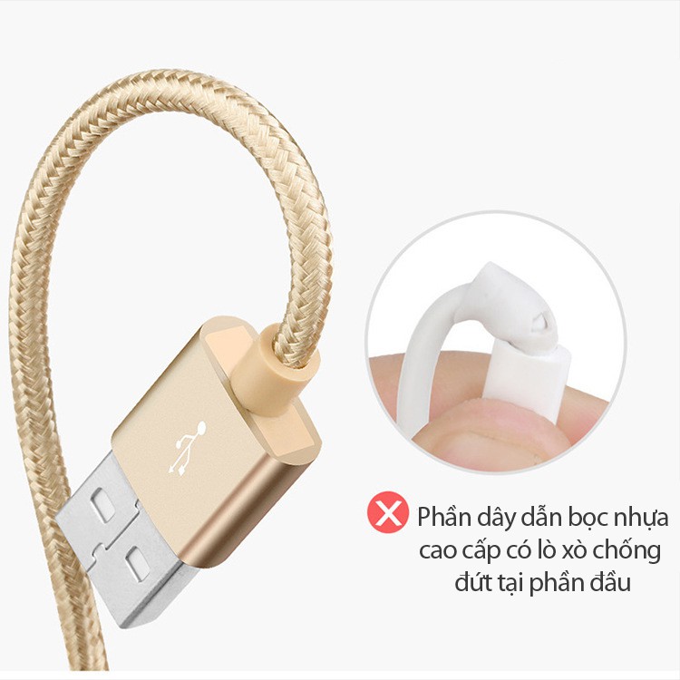 Dây sạc nhanh chống đứt dài 2m và 3m cho iPhone, Samsung