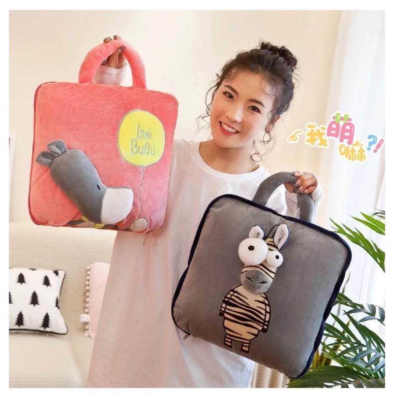 chăn gối văng phòng nỉ nhùn 2trong 1 tiện lợi gọn gàng