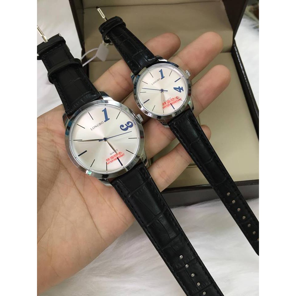 Đồng hồ đôi Longbo dây da đủ màu- LBC09