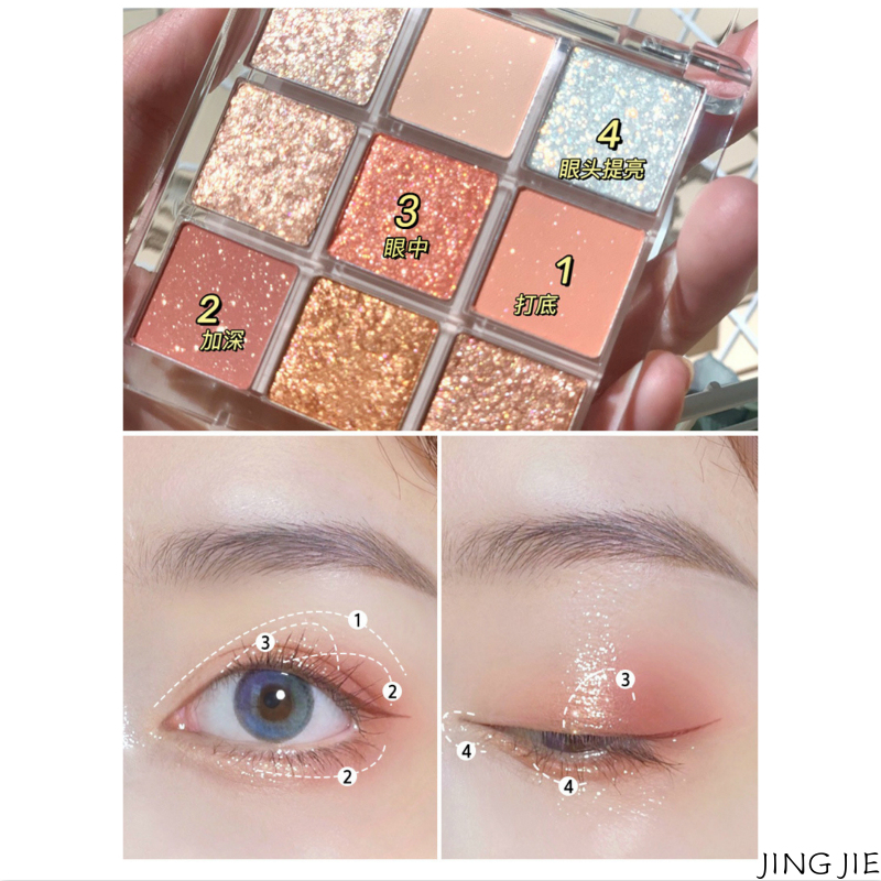 [Hàng mới về] Bảng phấn mắt 9 màu kim tuyến lấp lánh dễ sử dụng trang điểm xinh xắn
 | WebRaoVat - webraovat.net.vn