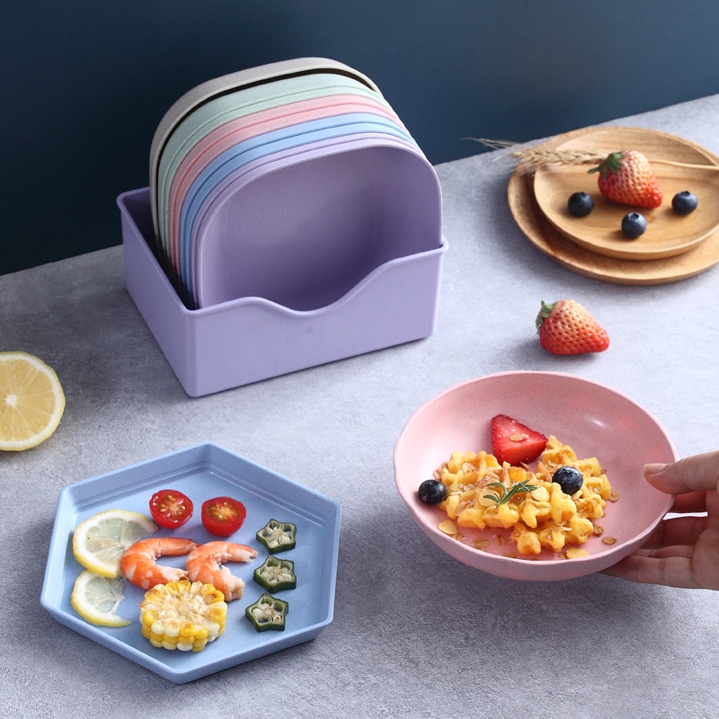 Đế đựng/ Khay nhựa đựng thức ăn hình vuông chống rơi 3 màu sắc tuỳ chọn đa dạng cho bé