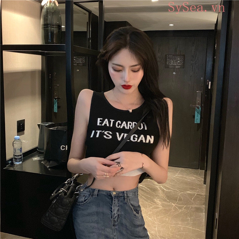 Áo Tank Top Hoạ Tiết Chữ Thêu Thiết Kế Quyến Rũ