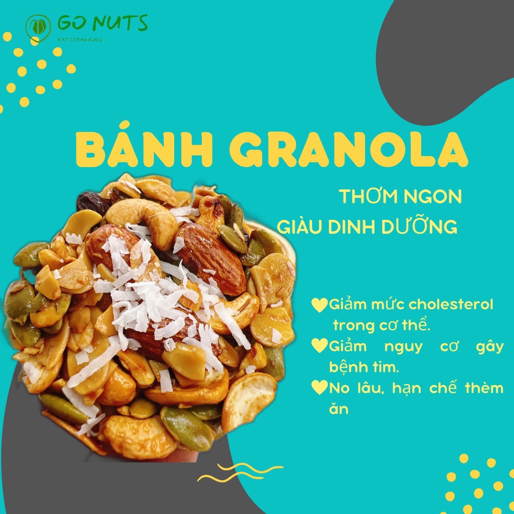 Bánh granola dừa non GO NUTS Bánh hạt dinh dưỡng mix không đường Bánh ăn kiêng ngũ cốc hỗ trợ giảm cân thuần chay