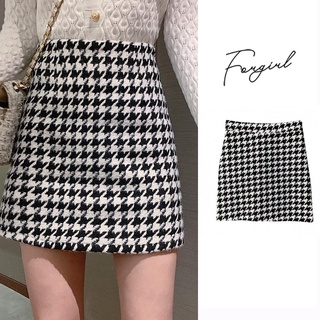 Chân váy dạ Forgirl kẻ caro đen trắng cá tính