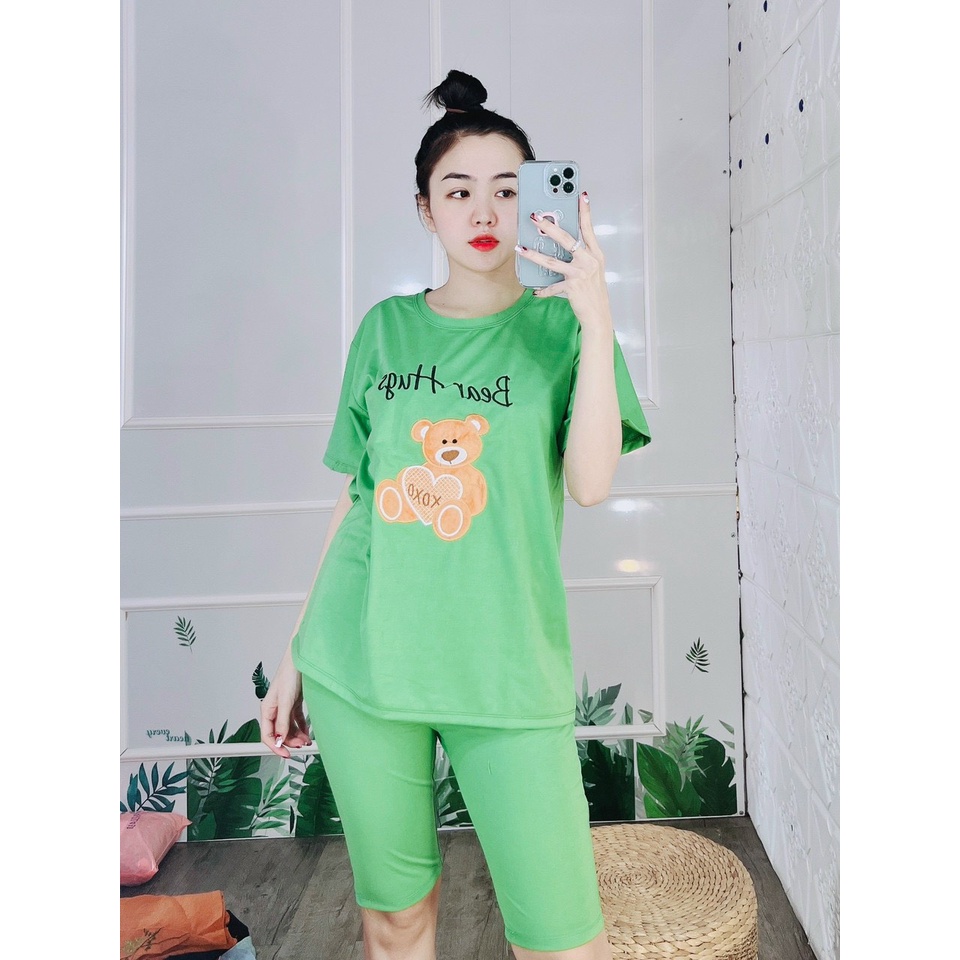 Set bộ đồ thun lửng mặc nhà bộ đồ nữ form rộng dễ thương