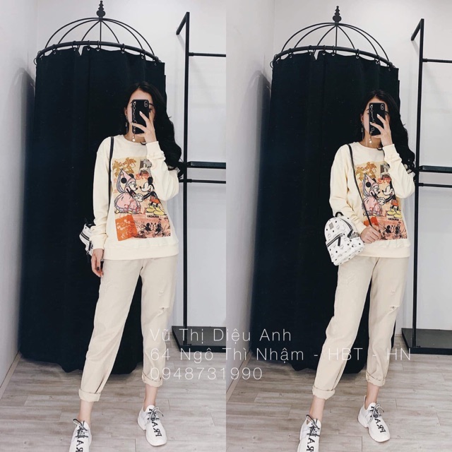 Áo nỉ da cá mickey