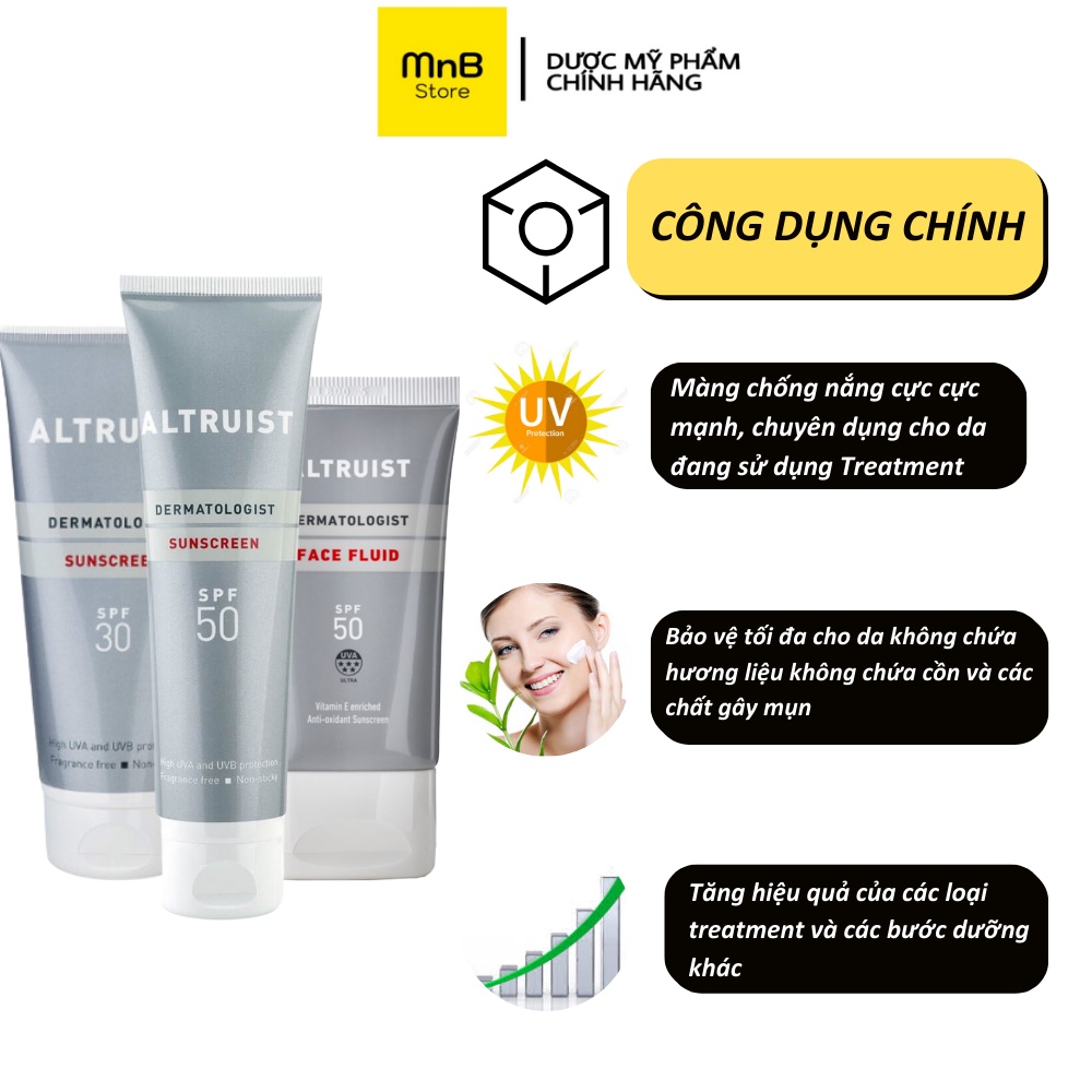 Kem chống nắng Altruist Dermatologist Sunscreen quang phổ rộng, chuyên biệt dùng trong da liễu