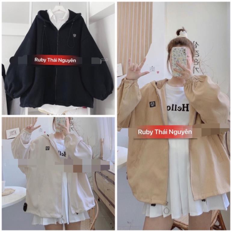 [BIG SALE] Áo Khoác Kaki Chun Tay Bồng Thêu Logo Bò Sữa Ulzzang Hot(Ảnh Thật)