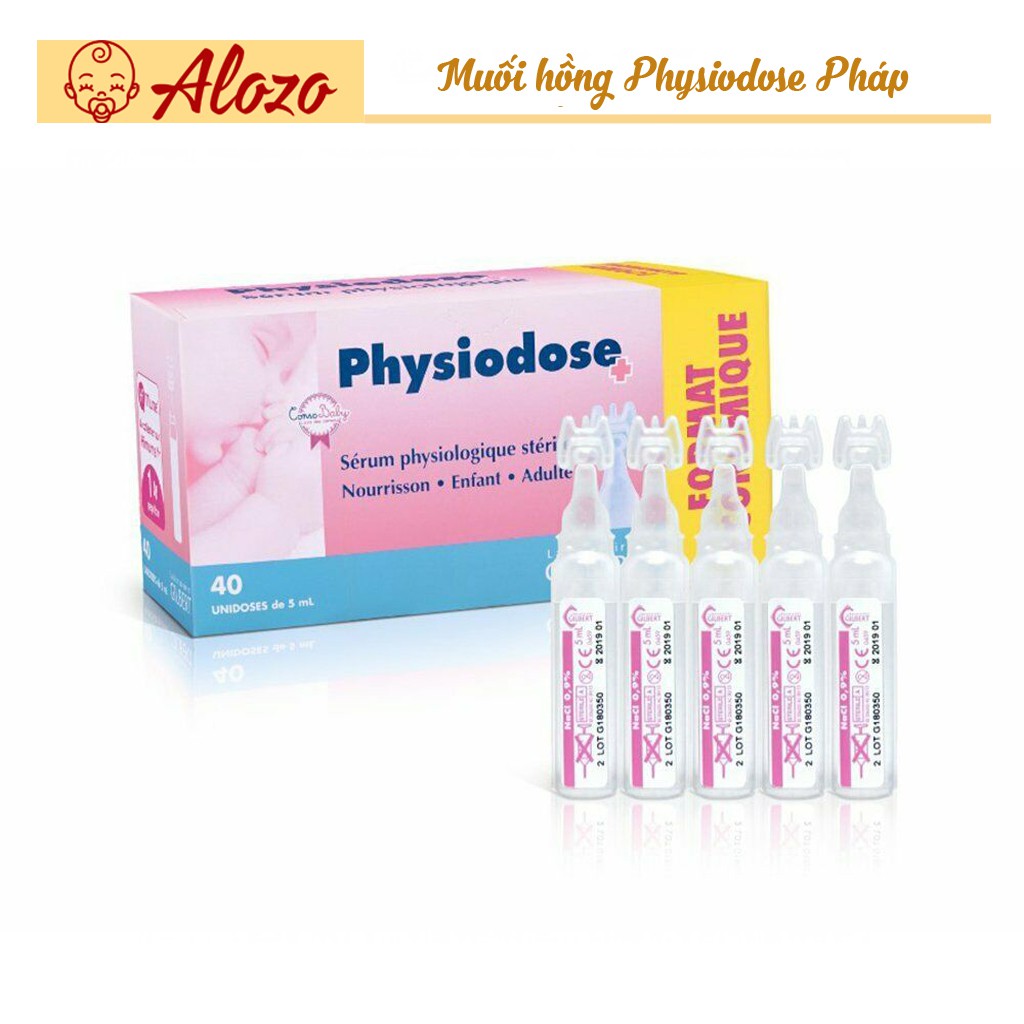 Nước muối sinh lý Physiodose màu hồng 40 ống (Pháp)