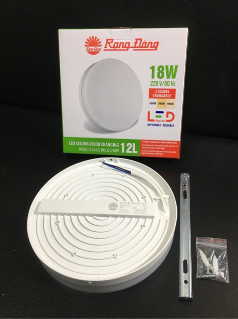 Đèn ốp trần tròn 18w đổi màu Rạng Đông Ø220mm