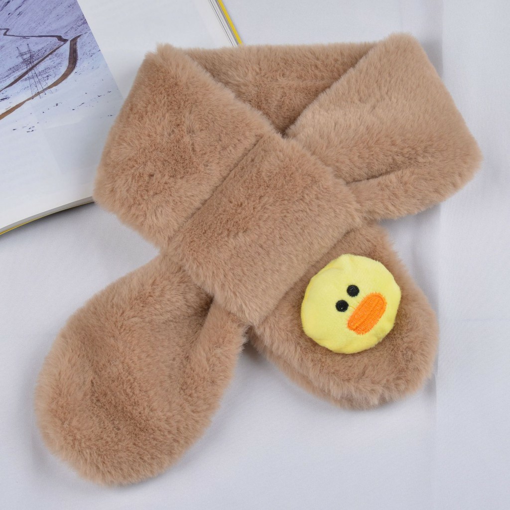 Khăn Quàng Cổ Cho Bé hình vịtGIADUNGTONGKHO1 Khăn Choàng Cổ Lông Thỏ Gắn Họa Tiết Dễ Thương Cho Bé Trai,Bé Gái