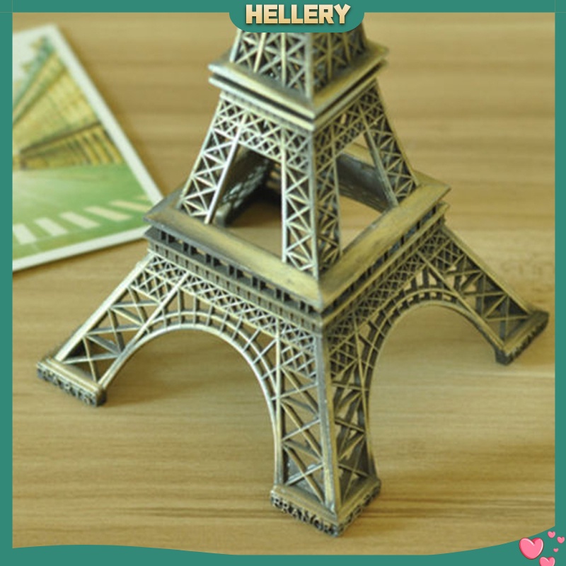 [HELLERY]Retro Alloy Bronze Tone Paris Eiffel Tower Figurine Statue Model Decor