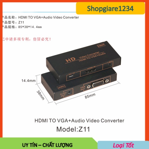 Hộp chuyển VGA to HDMI có Audio KINGMASTER (KY-H131B)