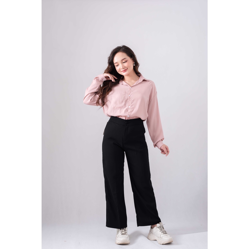 Áo sơ mi basic lụa tăm Ulzzang (hình thật, hàng có sẵn)