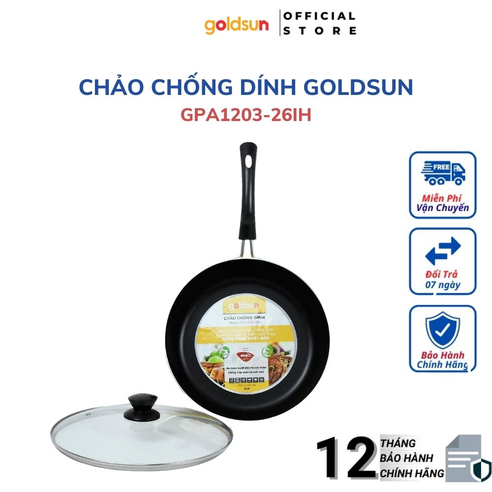 Chảo Chống Dính GOLDSUNG GPA1203-26IH Chiên, Rán, Xào Có Nắp Vung An Toàn