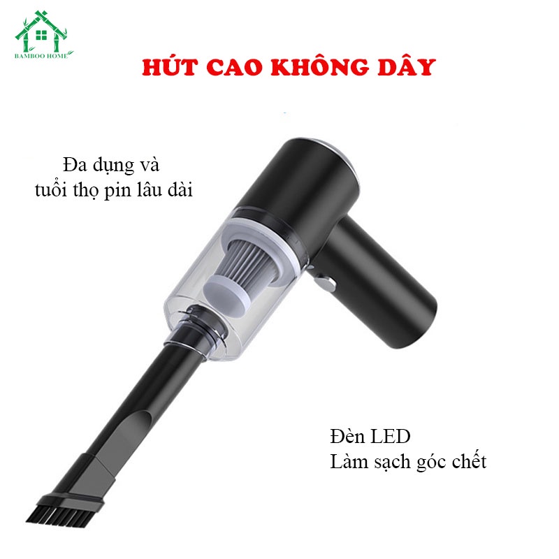 Máy hút bụi cầm tay mini không dây đa năng lực siêu mạnh sử dụng hút bụi ô tô, nhà cửa nhanh chóng