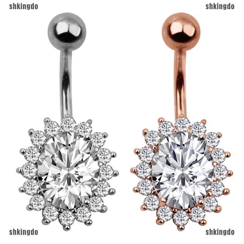 Khuyên rốn đính đá bằng thép y tế sành điệu cá tính