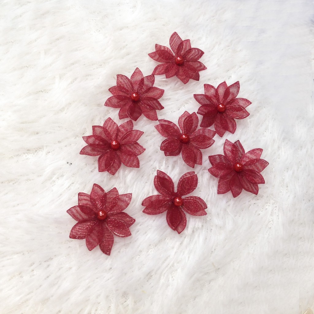 Hoa voan bông mai nhiều màu bông voan kết áo trang trí trang phục ao dài váy đầm