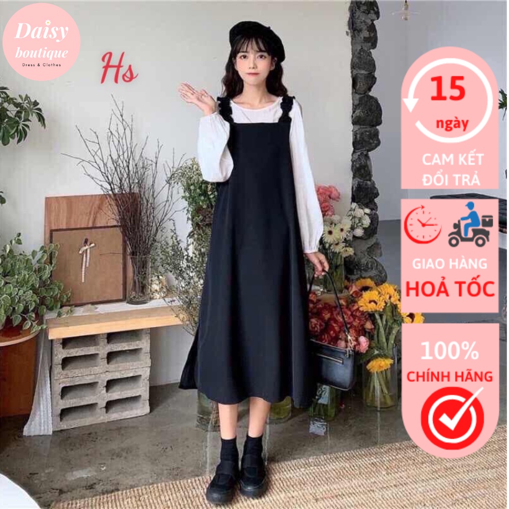 Set Váy Yếm Đen Xẻ Tà, Có Size Cho Bigsize, Chất Liệu  Nhung Vintage Daisy Boutique SP00670