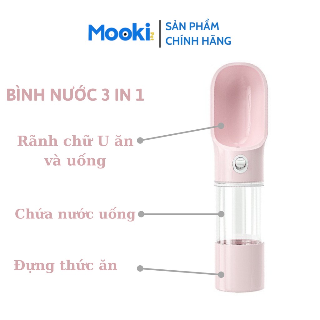 Bình nước du lịch cho thú cưng 3 trong 1 tiện lợi  MOOKIPET