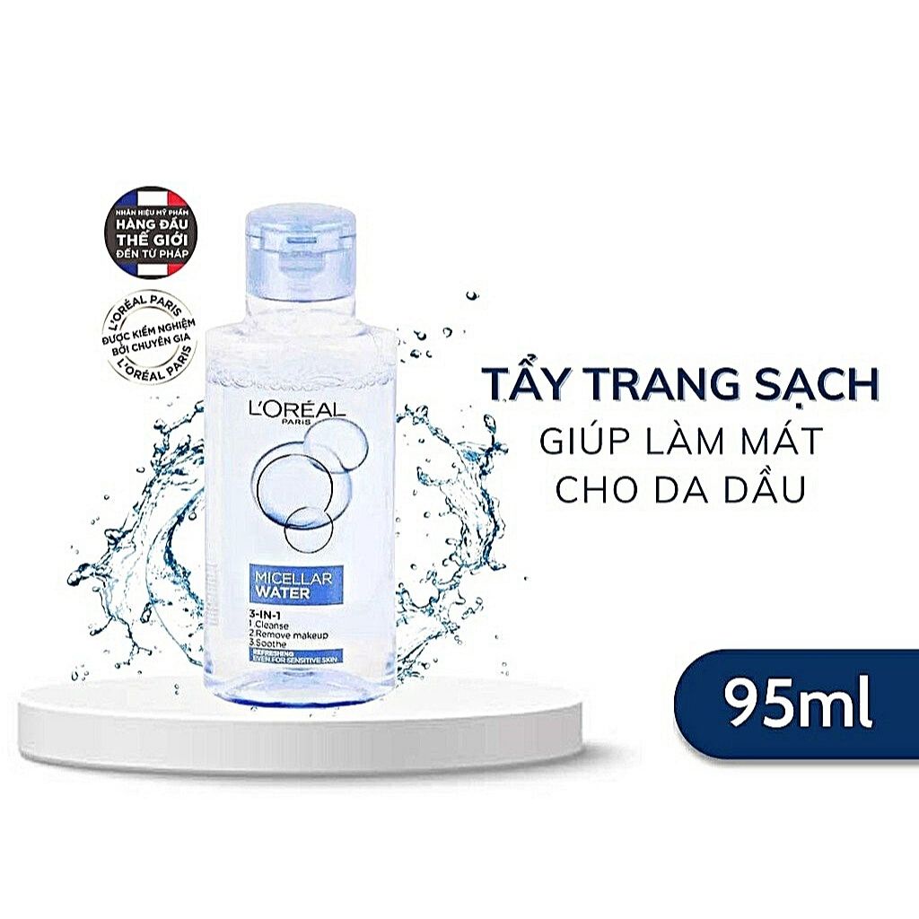 Nước Tẩy Trang L'Oreal Paris Cho Mọi Loại Da 3-in-1 Loreal Micellar Water Refreshing,Tươi Mát,95 Ml.