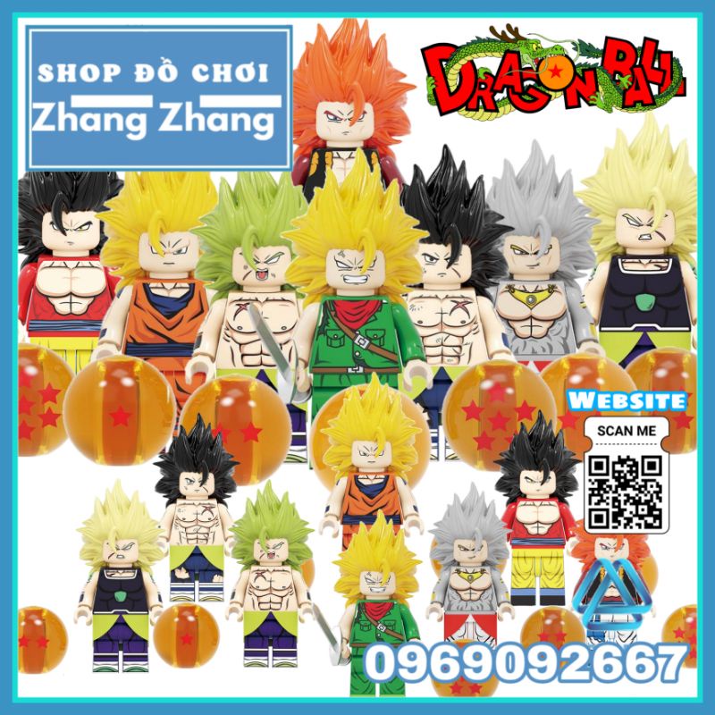 Đồ chơi Xếp hình Broly Torankusu gồm Gogeta - Son Goku tuyển tập 7 viên ngọc rồng Dragon Ball Minifigures Kopf KF6098