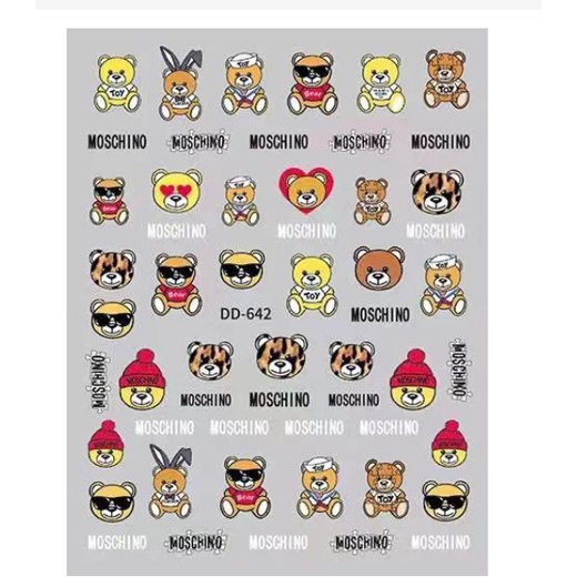 sticker gấu trang trí nail